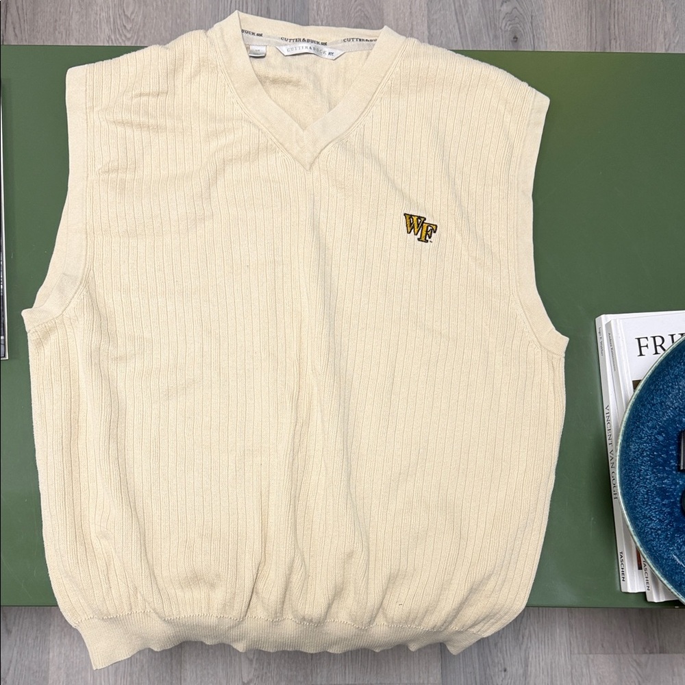 Vintage Cutter & Buck Cream V-Neck Sweater Vest